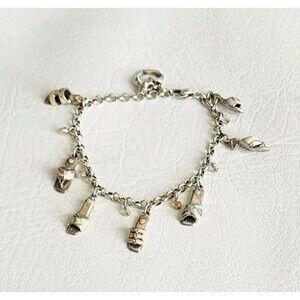 Vintage Brighton Enameled Sandals Charm Bracelet Large 9 Inch